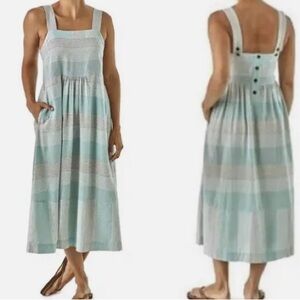 PATAGONIA organic Garden Island Hemp Blend Striped Midi Dress